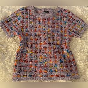 Very J short sleeve tinsel effect sweater top